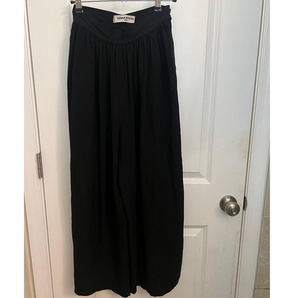 Sonia Rykiel Paris Black Wide Leg Palazzo Pants High Waist Trousers Sz 38 Luxury
